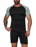 Wayleb Ensemble Sport Homme Survetement Homme Ensemble Été Vetement Sport Homme à Manches Court Tenue Sport T-Shirt et Short pour Fitness Football Jogging