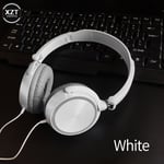 White with mic Casque filaire l's sur l'oreille, écouteurs stéréo, casque réglable flexible, musique basse HiFi, ensembles de sauna, PC, téléphone MP3 ""Nipseyteko