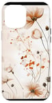 Coque pour iPhone 12 Pro Max Blanc abstrait floral mignon beige marron fleurs sauvages esthétiques