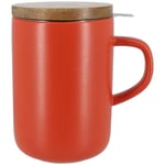 Tisanière grès 475ml terracotta avec couvercle bois