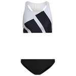 adidas Women's B Bars Bikini Swimsuit, Top:white Bottom:black, S UK