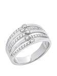 The Love Silver Collection Sterling Silver Five Band Cubic Zirconia Ring, Silver, Size O, Women