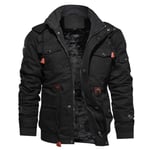 WYYSYNXB Automne Et Hiver Hommes Revers Décontractée Coton Veste Fermeture Éclair Plus Velours Épaissir Garder Au Chaud Mi-Longueur Moto Veste Manteau M-4XL Code,Noir,XXL