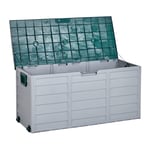 Coffre de Rangement pour Jardin 112 x 50 cm avec Roulettes en Plastique Gris et