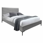 Lit double 160 x 200 cm en tissu gris + sommier fixe - PALAZZO