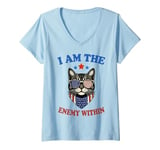 Womens Funny Women's Cat Lady I Am The Enemy Within 2024 V-Neck T-Shirt