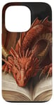 iPhone 13 Pro Aesthetic Gothic Red Dragon Reading Book Painting Bookish Case