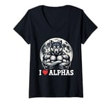 Womens Cringe Werewolf Wolf Meme I Heart Alphas I Love Alphas V-Neck T-Shirt