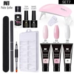 Acrylic Gel Poly Builder Gel Kit med UV-lampa Nagelvårdskit Set 7