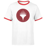 Magic: The Gathering Theros: Beyond Death Planeswalker Symbol Unisex Ringer T-Shirt - White/Red - XS