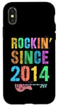 Coque pour iPhone X/XS Rockin' Since 2014 Vintage Rockstar 8ème anniversaire Garçon Fille