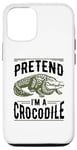 Coque pour iPhone 14 Pro Tenue paresseuse pour faire semblant d'être un crocodile pour les amoureux des crocodiles