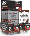 36 Piles pour appareils acoustiques Rayovac Extra Advanced 312. 36 Piles : 30 Rayovac + 6.[G964]