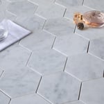 Natursten ArtStone Bianco Carrara C Hexagon Polerad 5x5 cm