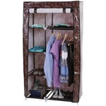 HHG - jamais utilisé] Armoire pliable, penderie de camping, garde-robe en tissu, 163x89x43cm - brown