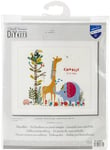 Vervaco Point De Croix Compté Kit DIY Cadeau Bebe Naissance Personnalisé ANIMAUX DE LA JUNGLE Tableau Complet Kit De Broderie Loisir Créatif Maison Décoration ca. 33 x 30 cm Cross Stitch