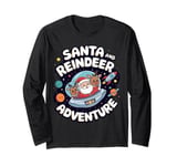 Funny Christmas Santa Reindeer Adventure in Space Astronaut Long Sleeve T-Shirt