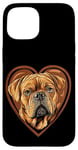 Coque pour iPhone 15 Saint-Valentin Dogue de Bordeaux