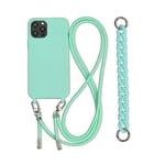 Galful Coque avec Cordon de Collier pour iPhone 14 Plus TPU étui pour téléphone 3 en 1 Bracelet Lanyard Coque Housse en Silicone avec Collier Case pour iPhone 14 Plus Mince Cover,Vert Menthe