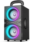 Enceinte Bluetooth Portable Puissante, Party Haut Parleur Bluetooth 80W Peak, Super Basses, Avec Lumière Led, Enceinte Bluetooth Stéréo Tws Haut Volume 100 Db, Autonomie De 18 Heures, Pour Fête