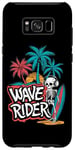 Coque pour Galaxy S8+ Vintage Retro Squelette Wave Rider Surfeur Plage Été