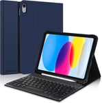 Clavier Coque Pour Ipad 10eme Generation 2022, Azerty Clavier Détachable Magnétique Bluetooth Avec Fente Pour Stylo Pour Ipad 10 Génération 2022, Bleu