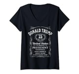 Womens Whiskey Label Trump 2024 Vote 47 Donald Trump 47th President V-Neck T-Shirt