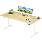 Devoko Bureau Assis Debout 160 x 80 cm avec Chargeur USB, Plateau Complet, sans Coutures, Bureau Réglable en Hauteur Électrique avec 4 Hauteurs de Mémoire, Hauteur Réglable 73-119cm (160x80cm,Bambou)