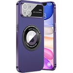 Dqtaoly Coque Givré PC +TPU Silicone Compatible avec iPhone 13 Case, Magnétique Recharge sans Fil Housse[Protection Caméra] pour iPhone 13 -Violet