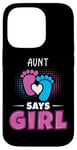 Coque pour iPhone 14 Pro Aunt Says Girl Tenue de révélation du sexe pour bébé