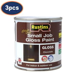 Rustins Paint Gloss Brown Wood Metal Quick Dry Interior Exterior 250ml 3Pcs