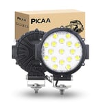 PICAA Phare de Travail LED, noir 7" 51W 5100LM Spot Rampe de Phare LED Imperméable IP67, Feux Additionnels Projecteur Travail LED pour Moto, Voiture, Tracteur, Camion, SUV, Bâteau, Caravane