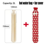 Hot Water Bottle With Cover Extra Long Faux Fur 5-red Heart