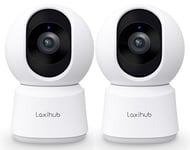 LAXIHUB 2K Pet Camera 2 Pack,PTZ Dog Camera with App,Puppy Camera/Cam,Auto Tracking,Night Vision,Motion&Noise Detection,2-Way Audio,Privacy Mode,Indoor CCTV Wifi Camera for Baby&Elder,Cat