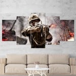 TOPRUN Canvas Picture - Wall Art Print - Call Of Duty 5 World at War - 5 panels - Modern Motif Wall Art - 5 piece - Non-Woven - Image Paintings - Framed Artwork - Ready to hang