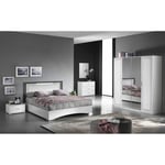 Altobuy - fadily - Chambre Complète 140x190 avec Armoire 4 Portes