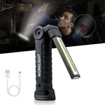 Lampes de Travail LED Rechargeables Lampe de poche avec pied magnétique puissant et crochet Lampe d'inspection COB 5 Modes Pour Atelier, Mécanicien,Camping Lampe pour Garage, d'urgence.[G124]