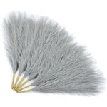 Serwalin 6pcs Gris Faux Pampas Herbe 45cm Imitation Pampas Herbe en Vrac pour la décoration bohème, Salon, Vase rempli de Plantes artificielles moelleuses, décoration de Vase de Mariage