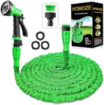 Garden Hose Pipe Expandable Garden Hose with 3/4", 1/2" Fittings, Anti-Leakage - Flexible Expanding Hose with 8 Function Spray Nozzle by HOMOZE (100FT, Green)