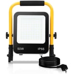 Swanew Projecteur led avec trépied IP66 spot extérieur Projecteur de chantier blanc froid 50W