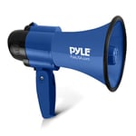 PYLE Haut-Parleur Mégaphone Compact à Piles avec Sirène- Mégaphone Porte-Voix 30 watts, Microphone,2 modes, sonorisation PA, poignée pliable pour cheerleading et usage policier (Bleu)