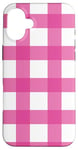 iPhone 16 Plus Pink Checkered Plaid Flannel Gingham Pattern Checker Rustic Case