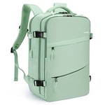 HOMIEE Sac à Dos de Voyage, Sac à Dos Cabine Imperméable pour 15,6" Ordinateur Portable, Sac a Dos Voyage Avion Antivol avec Port de Charge USB, Sac à Dos Bagage à Main Femme & Homme, Vert