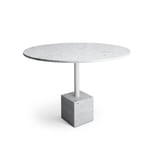 Friends & Founders - Knockout Dining Table Square Base, White Marble - White Stem - Matbord - Ida Linea Hildebrand - Vit - Metall/Sten