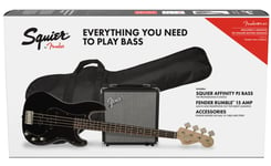 Squier Affinity Precision fra Fender .Bass pakke med bassgitar og forsterker samt utstyr. Komplett med bag.