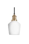 Brooklyn Opal Glass Schoolhouse Pendant Light, 5.5 Inch, White, Brass Holder