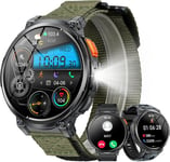 Montre Connectée Homme Sport:Fitness Ip68 Etanche Podometre Outdoor Lampe Poche Smartwatch-Appel Bluetooth Montres Bracelet Intelligente Vert