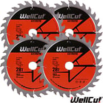 WellCut TCT Saw Blade 165mm x 28T x 20mm Bore For Makita SP6000,DWS520 Pack of 4