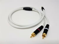 RCA Phono to 3.5mm Stereo Mini Jack Aux Cable Van Damme Pro OFC Lead White 1m