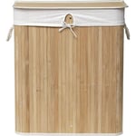 Paniere a linge rectangulaire pliable double compartiment - bambou tissu lin Tendance